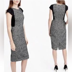 J.CREW TWEED SHEATH DRESS WITH LACE SIZE 4 IVORY BLACK E6576